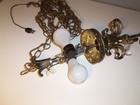 Vintage Pendant Swag Lamp Light Fixture Pull Chain Hollywood Regency Ceiling Mcm