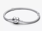 Pandora Moments Sterling Silver Bracelet With Heart Clasp  7 1  18cm With Box