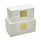 Galt International Large   Small Decorative Storage Box Set Of 2 White   Gold