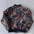 Vintage Bird Jacket Size Large Women All Over Print Aop Design Silk Bomber 80s