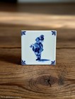 Antique Dutch Delft Blue   White Tile Depicting Traveler 5   5 