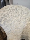 Off White Cream Color Handmade Chunky Knit Afghan Throw Blanket 70  X 60 