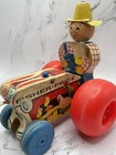 Fisher Price Farmer On Tractor Wooden Wood Pull Toy  629 1961 Vintage