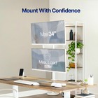 White Dual Lcd Monitor Desk Mount Stand  Stacked Vertical 2 Screens Up To 34 