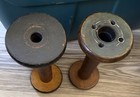 Set Of 2 Antique Wooden Spools Bobbins Decorative 9 Inches Tall