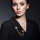 Silver Rhinestone Star Brooch For Women Crystal Snowflake Brooch Lapel Pins Fas