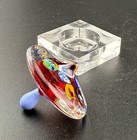 Murano Glass Mini Spinning Top dreidel With Stand 2     mint 