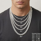 Mens Real Solid 925 Sterling Silver Miami Cuban Chain 3-10mm Heavy Link Necklace