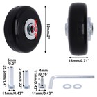 2pcs 50mmx18mm Luggage Wheels Replacement  Suitcase Replacement Wheels Black Rub