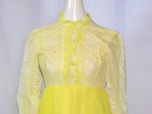 Vintage 1960s Women s Elizabethan Collar Pastel Yellow Lace Formal Dress Sz 10
