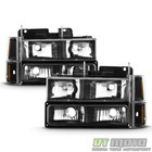 Black 1994-1998 Gmc C k Sierra Yukon Suburban Headlights bumper corner Lamps