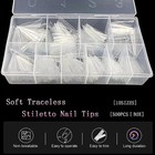 500pcs Stiletto Nail Tips  Extra Long Nails Clear Nail Tips Half Cover Nail 