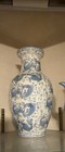 Chinese Blue White Porcelain Fish Vase 12    Hand Painted Decorative Large