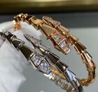 Bvlgari Premium Head   Tail Diamond Snake Gold Bracelet