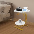 Round End Table  2-tier Side Table With Storage Shelves For Living Room White