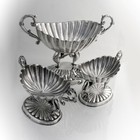 Spanish Fluted Serving Bowls Set Figural Swan Feet 916 Standard Silver
