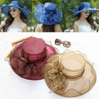 Lady Wide Brim Kentucky Derby Sun Hat Women Wedding Tea Party Church Cap Elegant