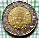 San Marino 1999 500 Lire  Exploration - Moon s Surface  Radio Waves   Saturn