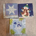 Vtg Christmas Paper Beverage Dinner Napkins Decoupage Snowman Winter Scene Lot 5