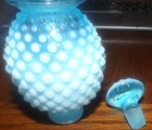 Fenton Art Glass Blue Opalescent Hobnail Perfume Bottle W sticker