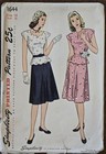 Simplicity 1644  1940s Misses 2 Pc Peplum Dress Size 36 Vintage Sewing Pattern