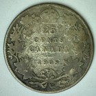 1909 Canada Silver Twenty Five Cents Coin 25c Canadian Good Circulated Edward 
