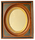 Antique Picture Frame Eastlake Walnut Ebony Gold Gilt Holds 8x10 Ebony Accents