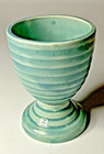 Vintage Egg Cup Blue-green Ribbed 2 5    Tall Ceramic