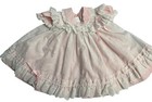 Vintage Baby Dress W  Pinafore C I Castro   Co 12 Months Pink White Lace Ribbon