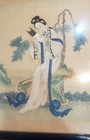 2 Chinese Antique Geisha Watercolor Paintings On Silk Framed