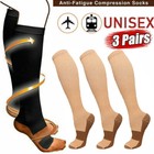 6pairs Copper Compression Socks For Men Women With Close Toe Knee High 20-30mmhg