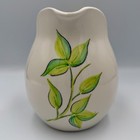 Pereiras Portugal Hand Painted Ceramic Cherry Pitcher Cream Green 6 Inch