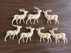 Vintage Lot Of 7 Celluloid Reindeer Figurines Occupied Japan Christmas Decor