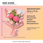Pink Rose Tulip Crochet Bouquet Bridal Shower Anniversary Gift