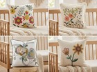 Set Of 4 Hand Embroidered Floral Cushion Covers 18x18 Inches Summer Meadow Decor