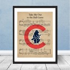 Framed Vintage Chicago Go Cubs Take Me Out Ball Game Sheet Music Gift Logo Set
