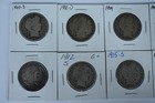 Lot Of Us 90  Silver Barber Half Dollars  5 Face Coins Halves