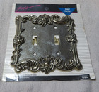 2 Beautiful Gold Metal Double Outlet Light Switch Plate Covers Vintage Antique