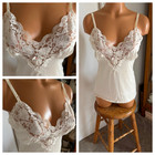 Vtg 70 s Ashley Taylor Lingerie White W  Lace Trim Camisole Slip Top Usa Sz 34-s