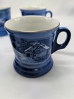 Vintage Currier And Ives Shaving Mugs Blue   White Lot Of 4 Different Designs