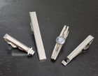 Vtg 4pc Lot Swank Men s Silver Tone Tie Bar clip Lot Signed Metal