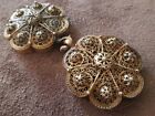 19th C  Antique Jewelry-ottoman Belt Buckle Hand-knitted Silver Filigree Gilding