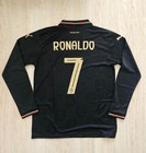 New Portugal Black Ronaldo Long Sleeve Soccer Jersey Futbol Black Panther