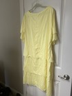 Pale Yellow Tiered Short Sleeve Midi Dress - Size Xl