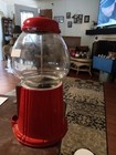 Red Tabletop Gumball Machine Candy Dispenser With Clear Globe