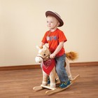 Animated Rocking Horse With Sounds  Plush Ride-on Pony With Wooden Base