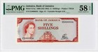 1960  nd 1964  Jamaica 5 Shillings Pick 51aa Pmg 58 Choice Au Epq Banknote