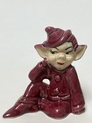 Vintage Gilner Maroon Red Pixie Elf Christmas Ceramic Figurine 1950   s Mcm    