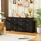 Double Dresser Bedroom 6-drawer Wide Chest Drawers Traditional Black 34  Unit