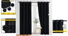 Stylish 2-piece Black Blackout Curtains Set - 84-inch With Grommet Top Design